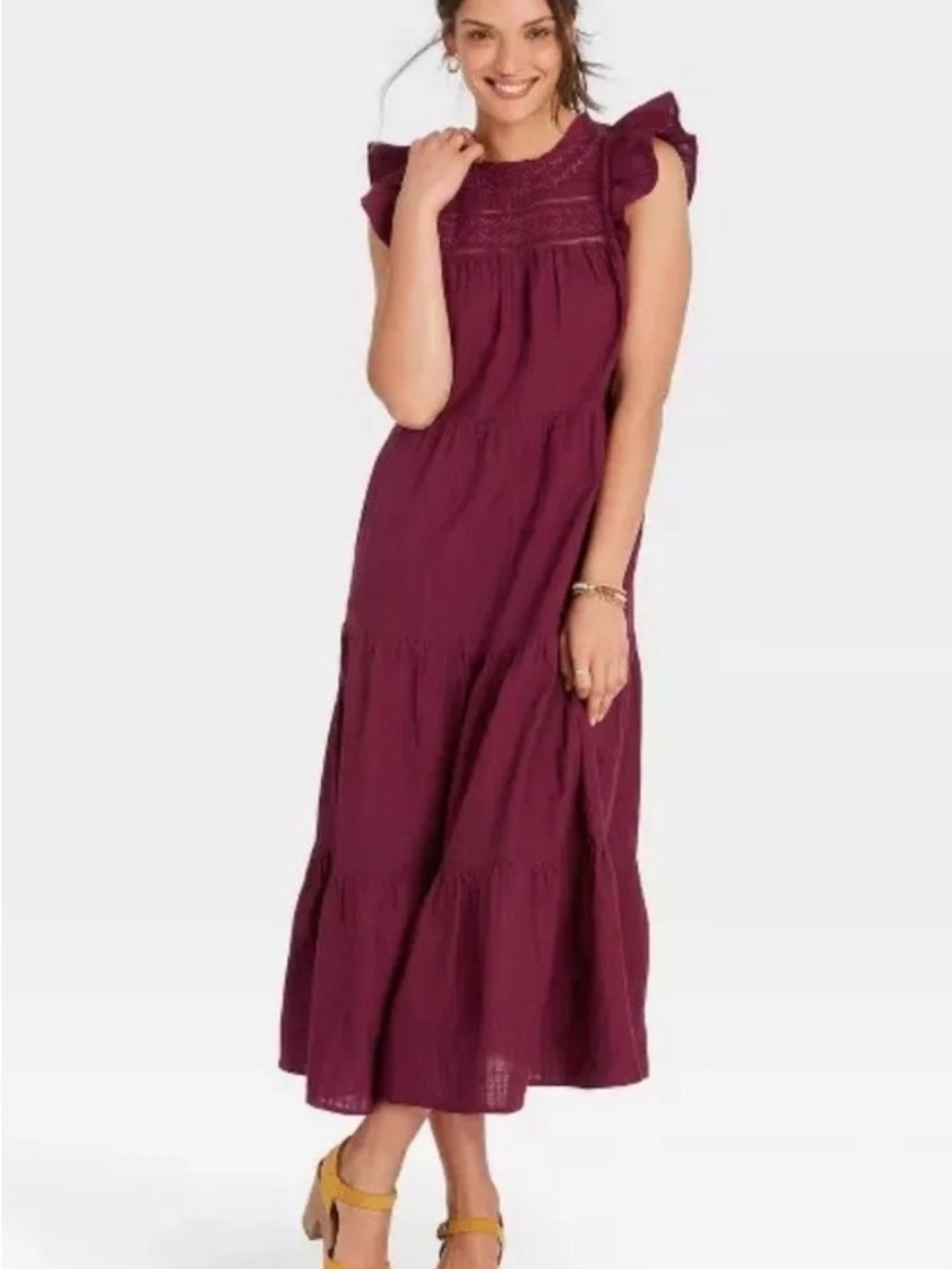 Burgundy Tiered Maxi Dress